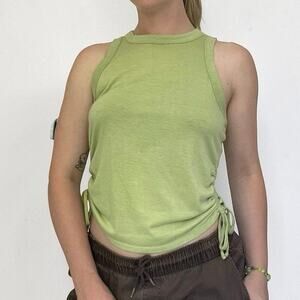 SO Lime Green Ruched Side Tie Tank Top